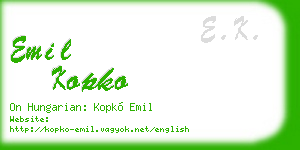 emil kopko business card